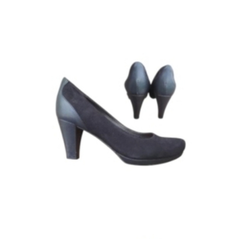 Clarks Chorus Chic Truffle Leather Black Pump High Heel Dress Shoe Women 7.5 - Picture 1 of 10